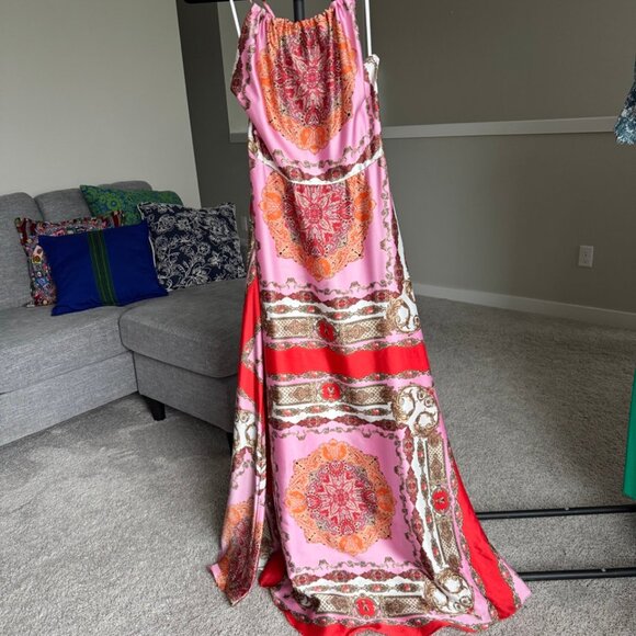 NEW Aakaa Maxi Dress in Pink and Red - Picture 3 of 6
